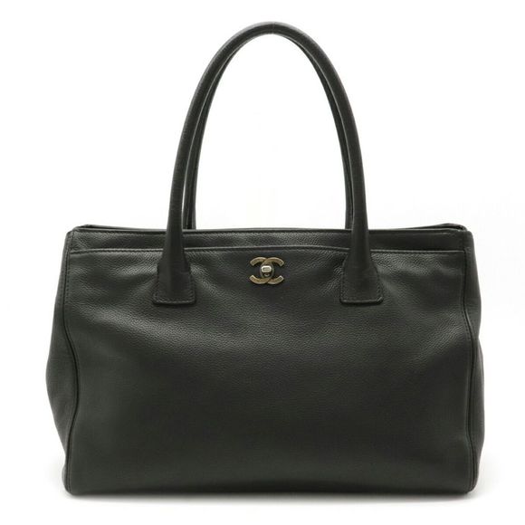 Chanel Cocomark Tote Bag Shoulder Bag Black Silver - Picture 1 of 6